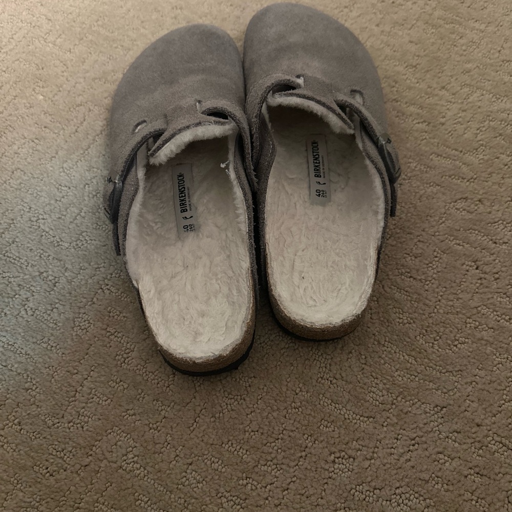 Birkenstock Boston Clog Grey w Sherling size 40 (W 8)